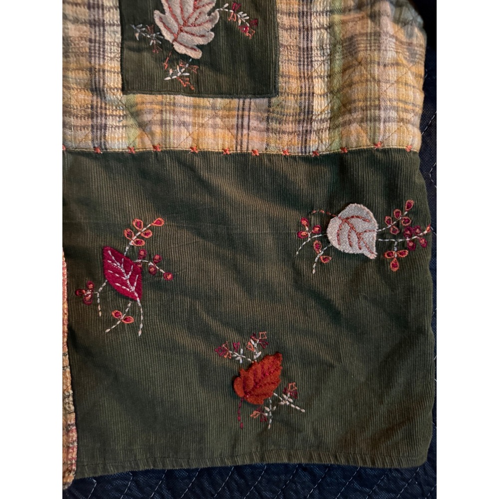 TanTrums Patchwork Embroidered Corduroy Shirt Womens Large Multicolor Fall Leaf - Picture 5 of 10